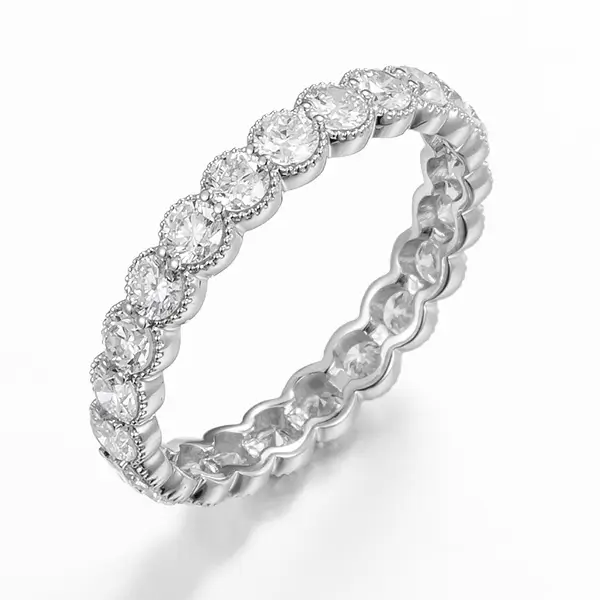 Lab Grown Diamond Round Eternity Band Milgrain