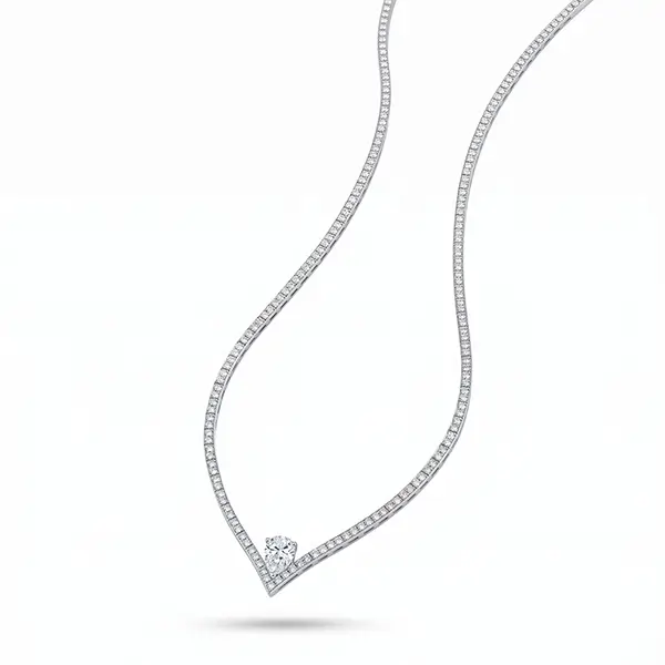 Lab Grown Diamond V Necklace 14K Gold 3 Lab Grown Diamond V Necklace 14K Gold 3