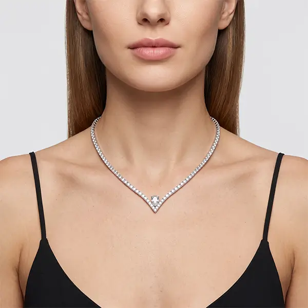 Lab Grown Diamond V Necklace 14K Gold 4 Lab Grown Diamond V Necklace 14K Gold 4