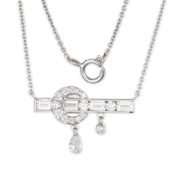Lab Made Diamond Necklace Bar Circle