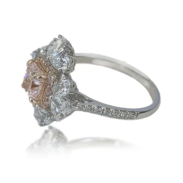 Lab Pink Diamond Engagement Ring Floral 1 Lab Pink Diamond Engagement Ring Floral 1