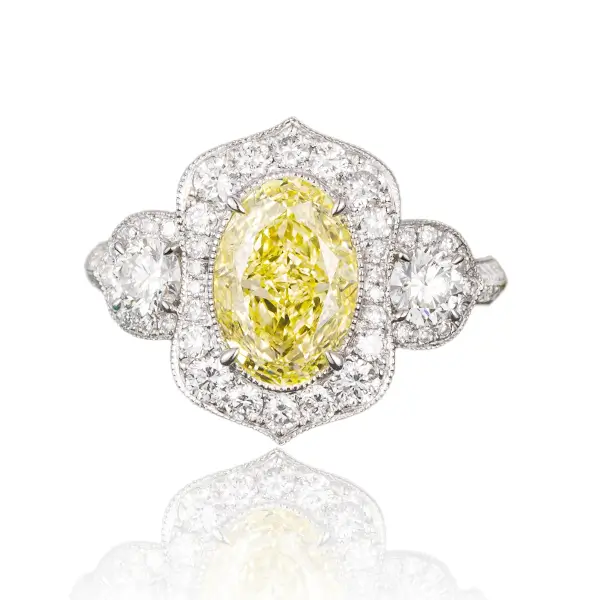 Lab Yellow Diamond Ring Vintage 3 Lab Yellow Diamond Ring Vintage 3