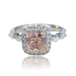 Pink Diamond Lab Ring Cushion 18K 1
