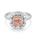 Pink Lab Diamond Ring Two Color Halo 1