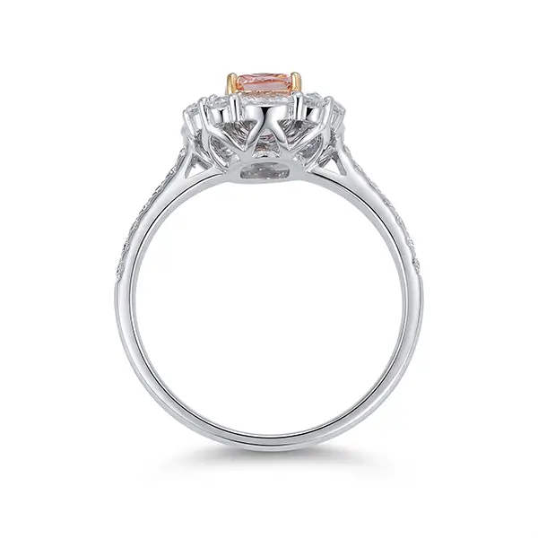 Pink Lab Diamond Ring Bicolor Halo Pink Lab Diamond Ring Bicolor Halo
