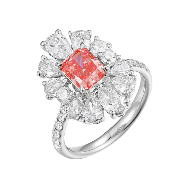 Pink Radiant Lab Diamond Flower Ring
