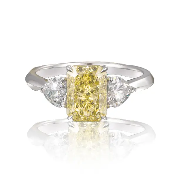 Radiant Yellow Diamond Ring Lab Grown 3 Radiant Yellow Diamond Ring Lab Grown 3