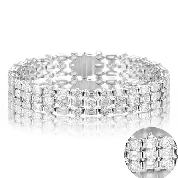 Round Emerald Lab Diamond Tennis Bracelet 14K