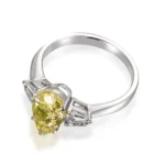 Three Stone Pear Yellow Lab Diamond Ring 2