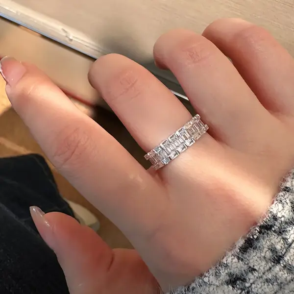 Triple Row Lab Diamond Wedding Band 2 Triple Row Lab Diamond Wedding Band 2