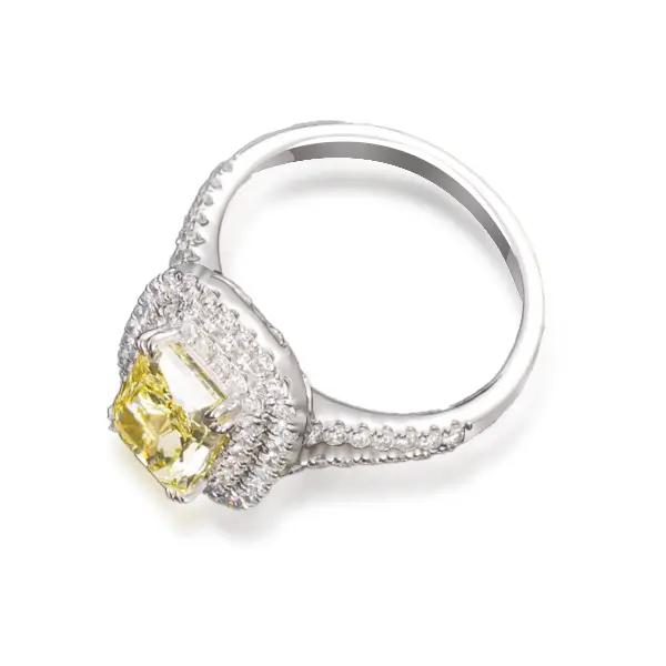 Yellow Diamond Lab Grown Ring Split Shank 1 Yellow Diamond Lab Grown Ring Split Shank 1
