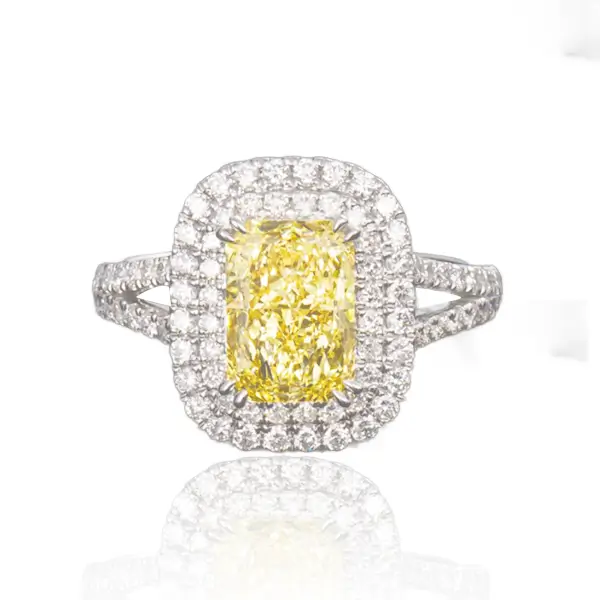 Yellow Diamond Lab Grown Ring Split Shank 3 Yellow Diamond Lab Grown Ring Split Shank 3