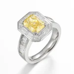 Yellow Lab Diamond Halo Ring Octagonal