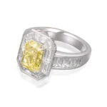 Yellow Lab Diamond Halo Ring Octagonal 2