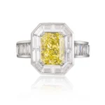 Yellow Lab Diamond Halo Ring Octagonal 3