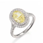 Yellow Lab Grown Halo Diamond Ring Oval