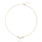 18K Gold Wire Collar Necklace Wave Dangle 1