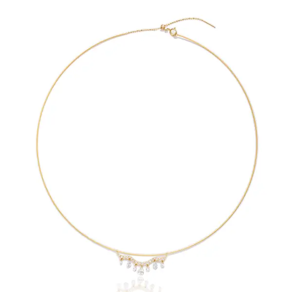 18K Gold Wire Collar Necklace Wave Dangle 1 18K Gold Wire Collar Necklace Wave Dangle 1