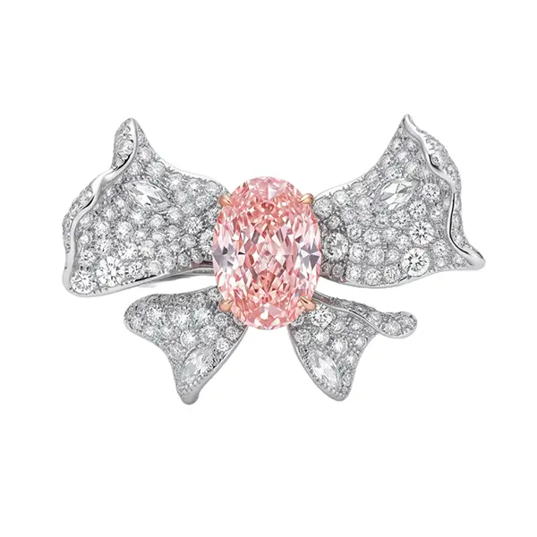 Bow Shaped Lab Diamond Ring Pink Oval