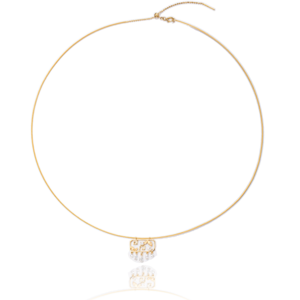 Cable Wire Collar Rectangular Pendant 18K 1 Cable Wire Collar Rectangular Pendant 18K 1