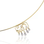 Cable Wire Collar Rectangular Pendant 18K