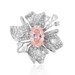 Floral Lab Created Diamond Ring Pink Oval
