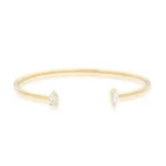 Gold Open Cuff Bangle Lab Diamond 18K