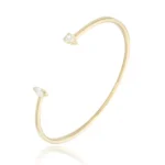 Gold Open Cuff Bangle Lab Diamond 18K 2
