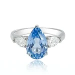 Lab Created Blue Diamond Ring​ Three-Stone