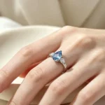 Lab Created Blue Diamond Ring​ Three-Stone 3