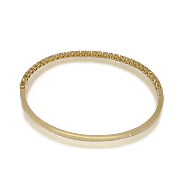 Lab Created Diamond Bangle Half Pave 18K 3 Lab Created Diamond Bangle Half Pave 18K 3