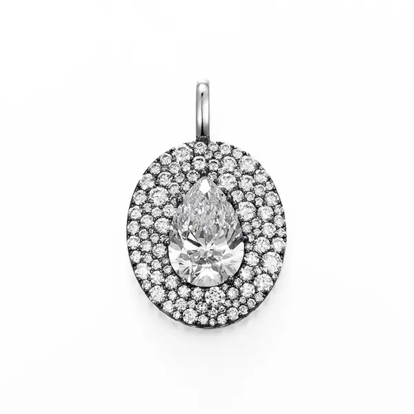 Lab Diamond Pear Pendant​ Pave Set 1