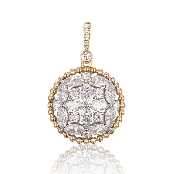 Lab Diamond Pendant Medallion Marquise