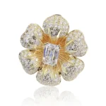 Lab Diamond Pendant Ring Convertible Floral