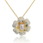 Lab Diamond Pendant Ring Convertible Floral 4