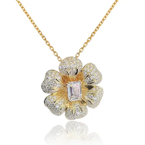 Lab Diamond Pendant Ring Convertible Floral 4 Lab Diamond Pendant Ring Convertible Floral 4