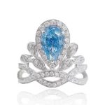 Lab Diamond Ring Crown​ Blue Pear