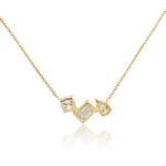 Lab Diamond Three-Stone Necklace Asymmetrical 2