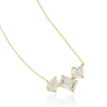 Lab Diamond Three-Stone Necklace Asymmetrical 3