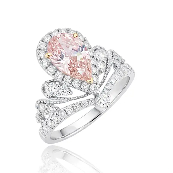 Lab Diamond Tiara Ring Pink Pear 1 Lab Diamond Tiara Ring Pink Pear 1