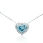 Lab Grown Blue Diamond Necklace Heart 1