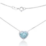 Lab Grown Blue Diamond Necklace Heart