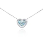 Lab Grown Blue Diamond Necklace Heart 3