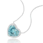 Lab Grown Blue Diamond Necklace Heart 4