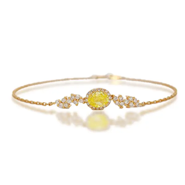 Lab Grown Yellow Diamond Bracelet Halo