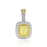 Lab Grown Yellow Diamond Pendant Halo
