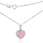 Pink Lab Diamond Necklace Heart