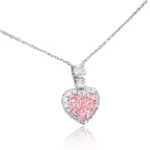 Pink Lab Diamond Necklace Heart 2