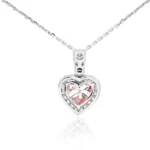 Pink Lab Diamond Necklace Heart 3