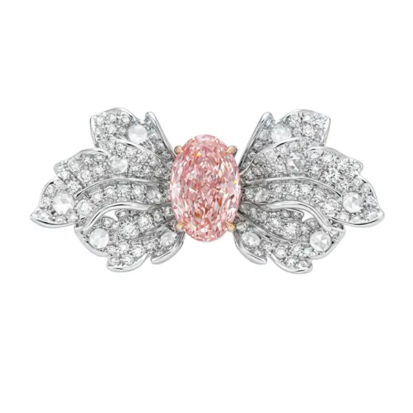 Pink Oval Lab Grown Diamond Ring Leaf